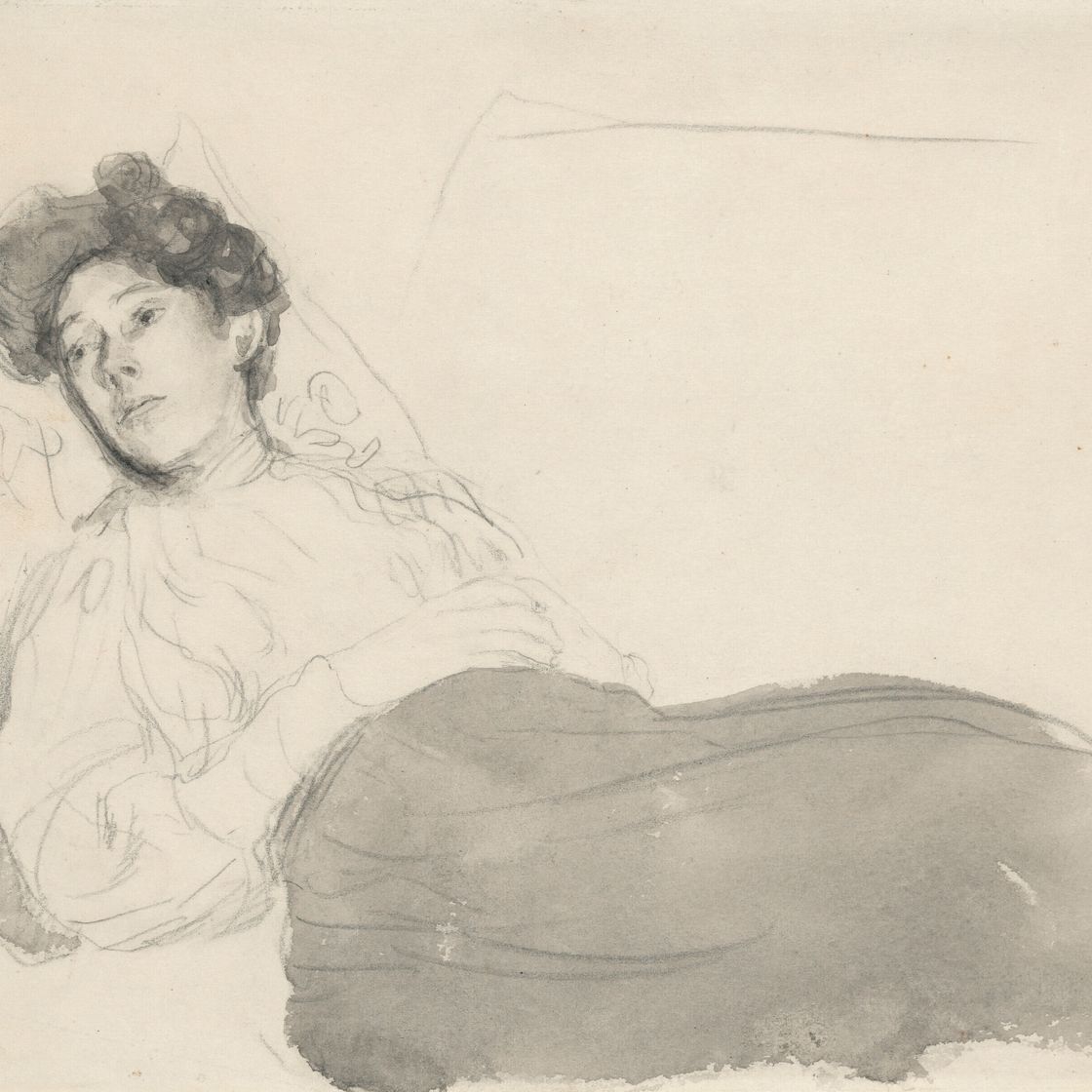 Gwen John — Портрет дамы, лежащей полулежа, изображение 1