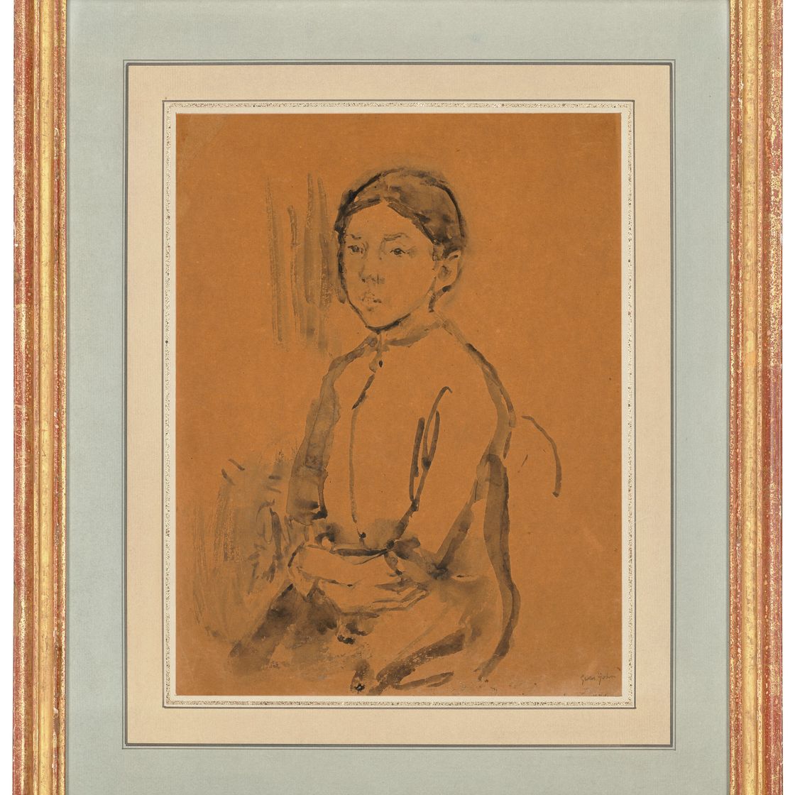 Gwen John — Сидящая девушка со скрещенными на груди руками, изображение 2