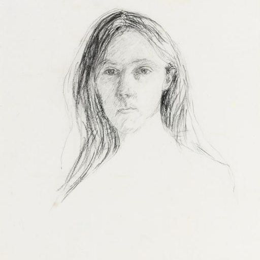 Gwen John — Автопортрет во весь рост, с дополнительным изображением стоящего мужчины (верхом, спереди ) и двумя фигурными этюдами (оборотная сторона ).