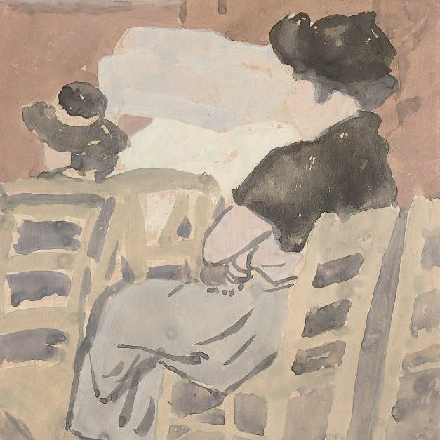Gwen John — Женщина и молодая девушка в церковном интерьере