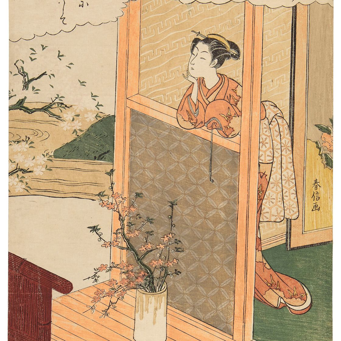 Harunobu Suzuki — Красавица на веранде