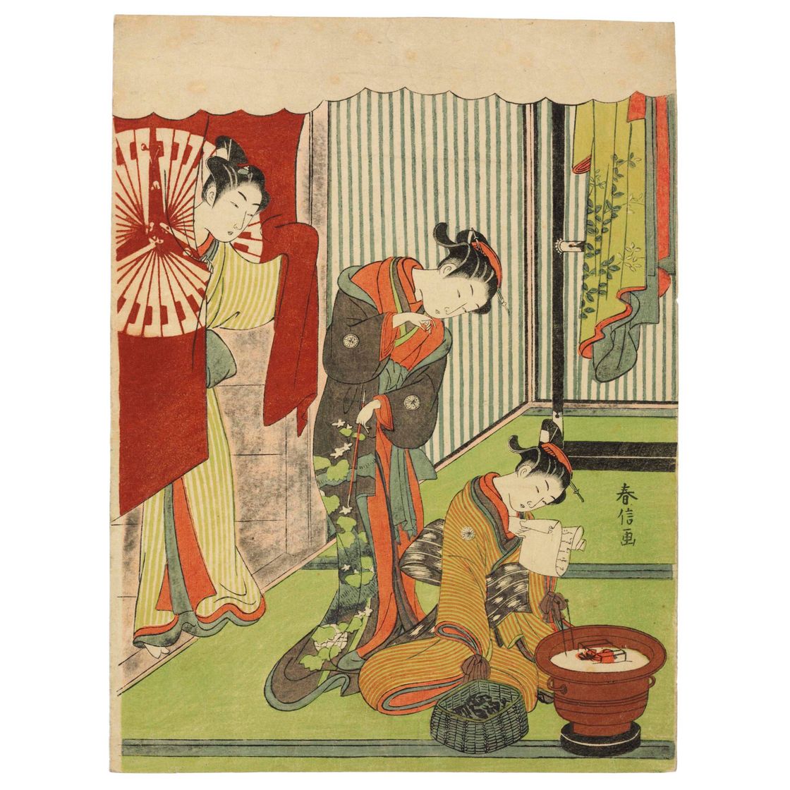 Harunobu Suzuki — Прерывать чтение куртизанками письма