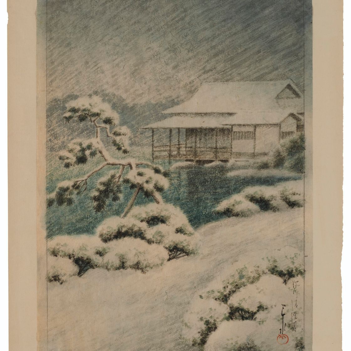 Hasui Kawase — Фукагава Киесумиен (парк Киесуми в Фукагаве)