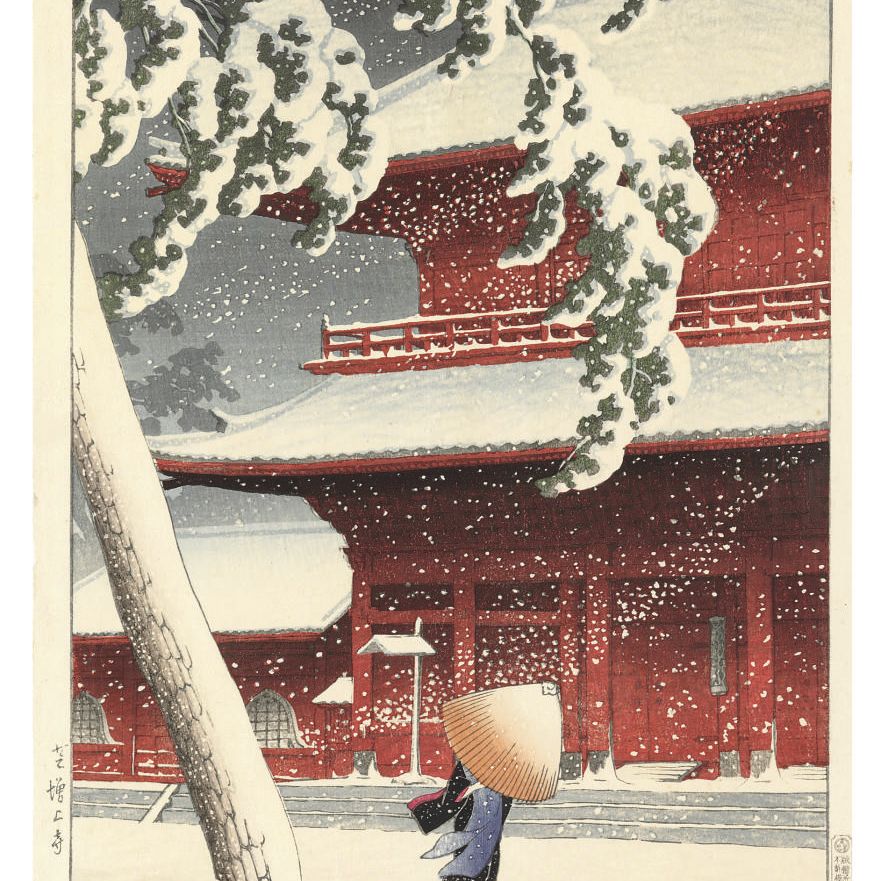 Hasui Kawase — Шиба Дзодзодзи (храм Дзодзодзи, Шиба), из серии "Токио нидзюккэй" ("Двадцать видов Токио"), [впервые опубликовано в 1925 году]