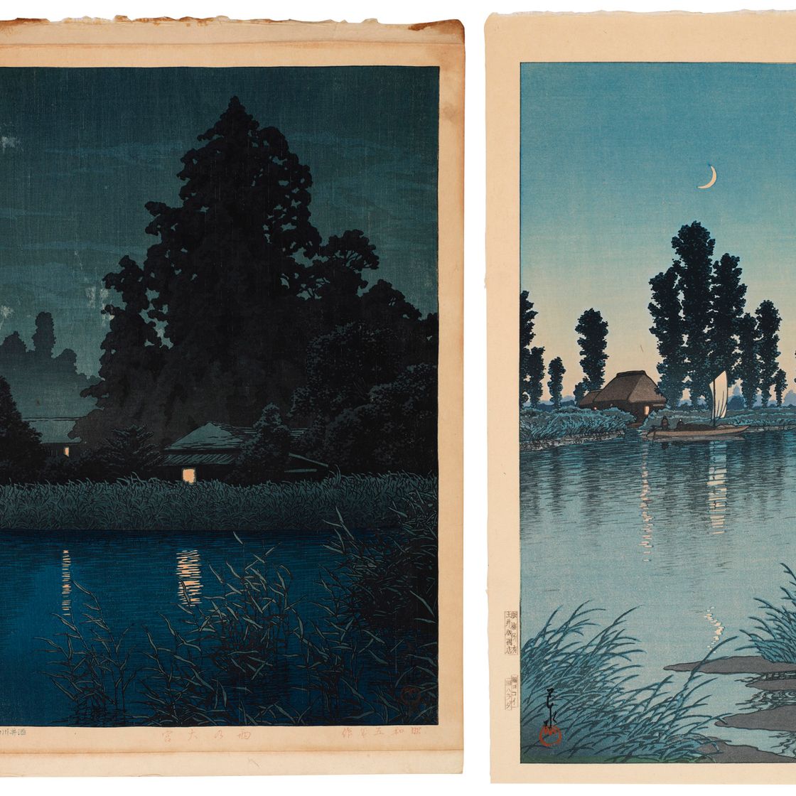 Hasui Kawase — Две гравюры на дереве