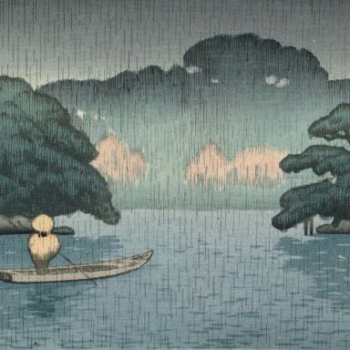 Hasui Kawase — Харусаме-но кобунэ (Маленькая лодка под весенним дождем), 1920