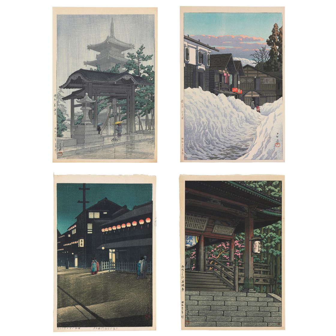 Hasui Kawase — Четыре гравюры на дереве