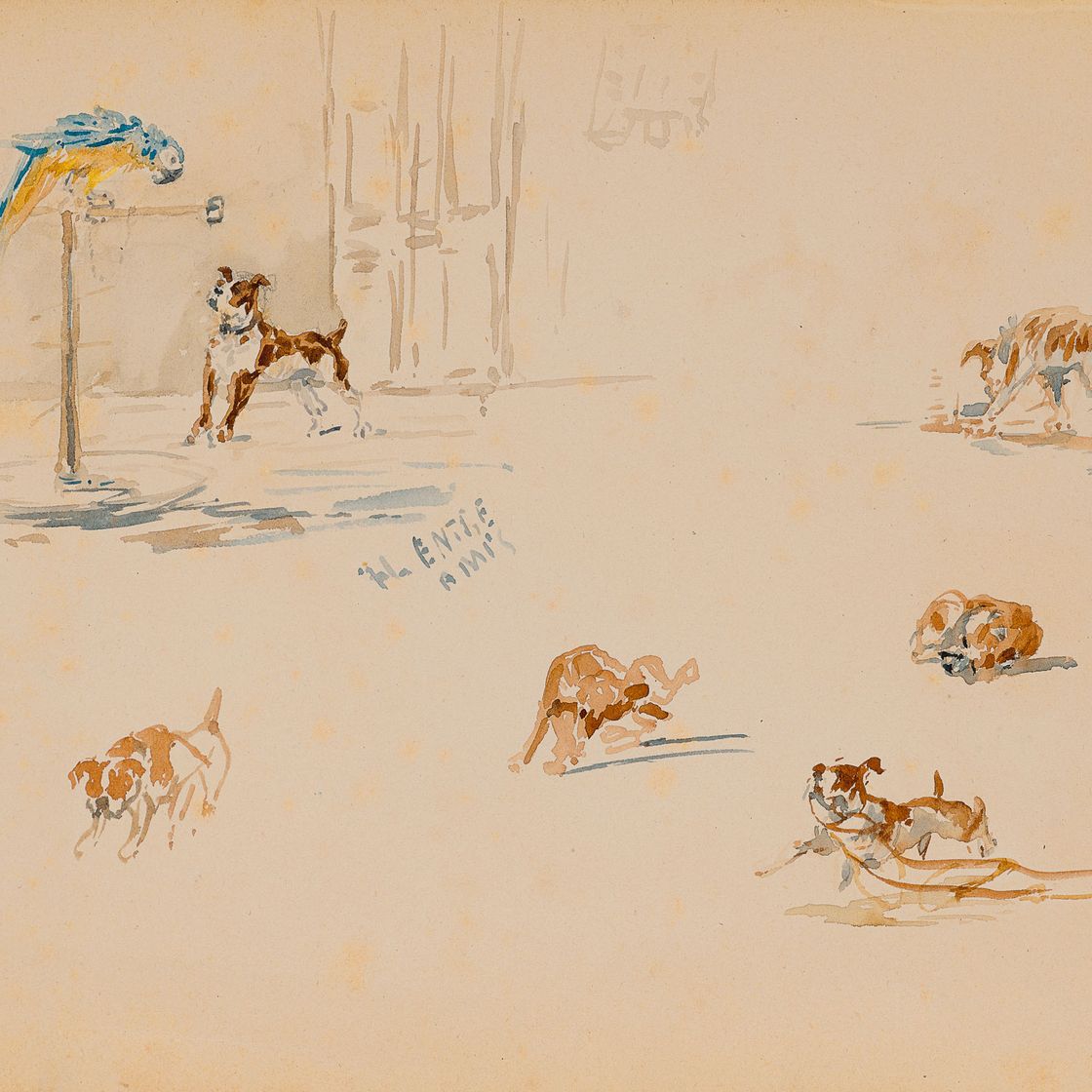 Henri de Toulouse-Lautrec — Друзья, дети и перроки ( справа ); Элегантность, этюд о детях и авторах ( сзади )
