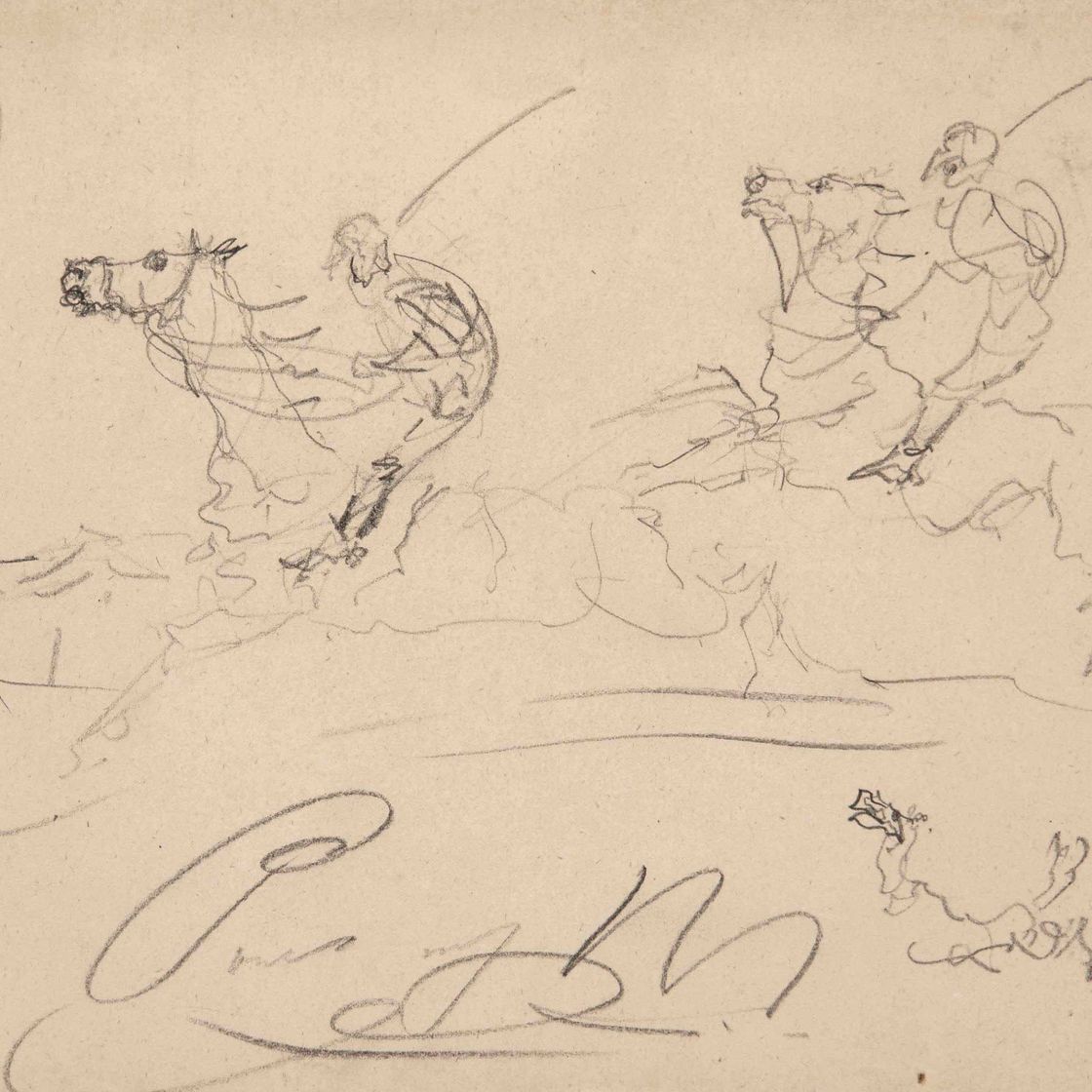Henri de Toulouse-Lautrec — Кавалеры (спереди) ; Кавалер на галопе (сзади)