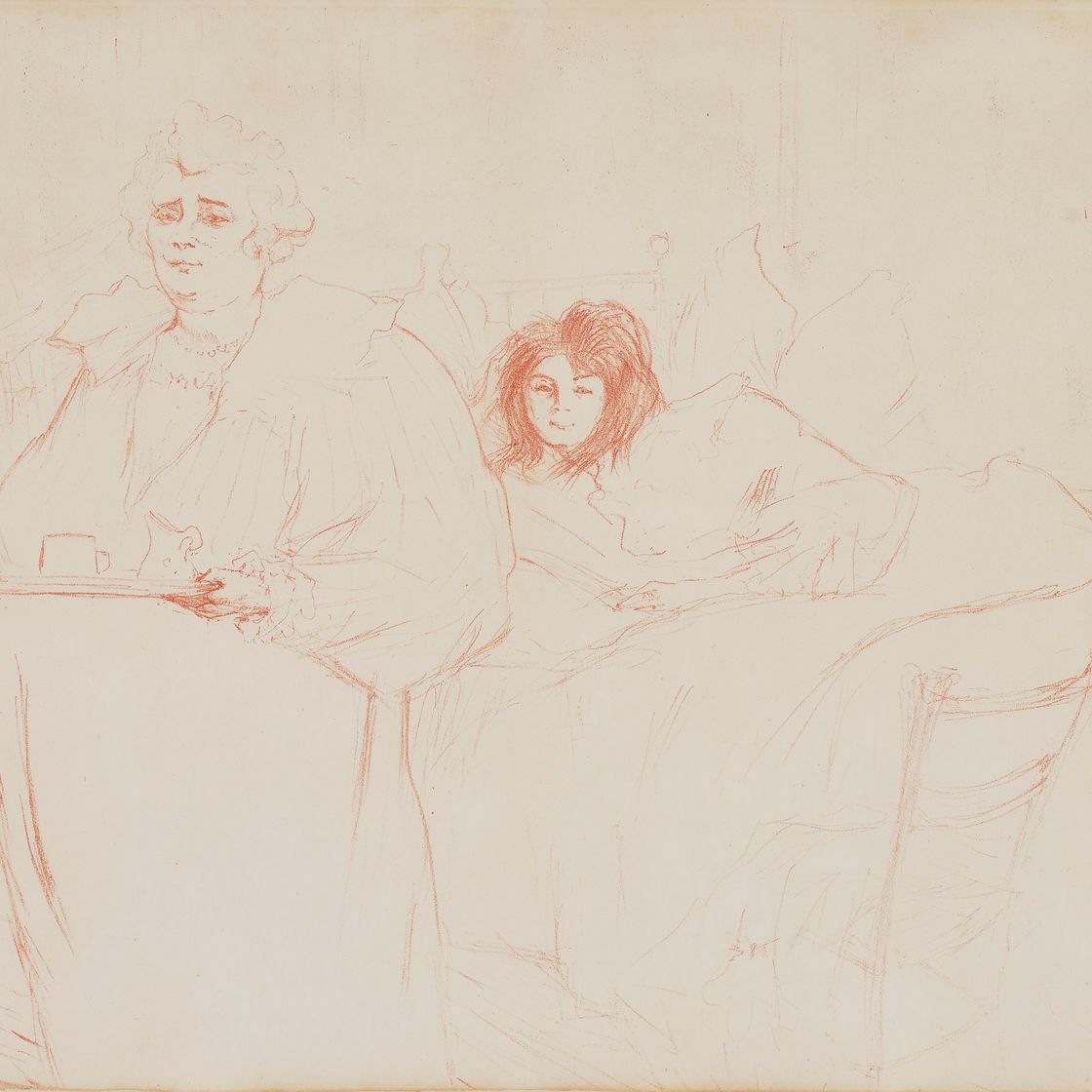 Henri de Toulouse-Lautrec — Женщина на плато - Маленькое приключение (мадам Барон и мадемуазель Попо), из Elles