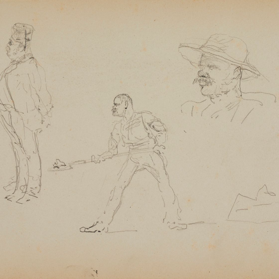 Henri de Toulouse-Lautrec — Этюды о персонажах ( лицевая сторона ); Этюды о вуалях ( оборотная сторона ), изображение 1