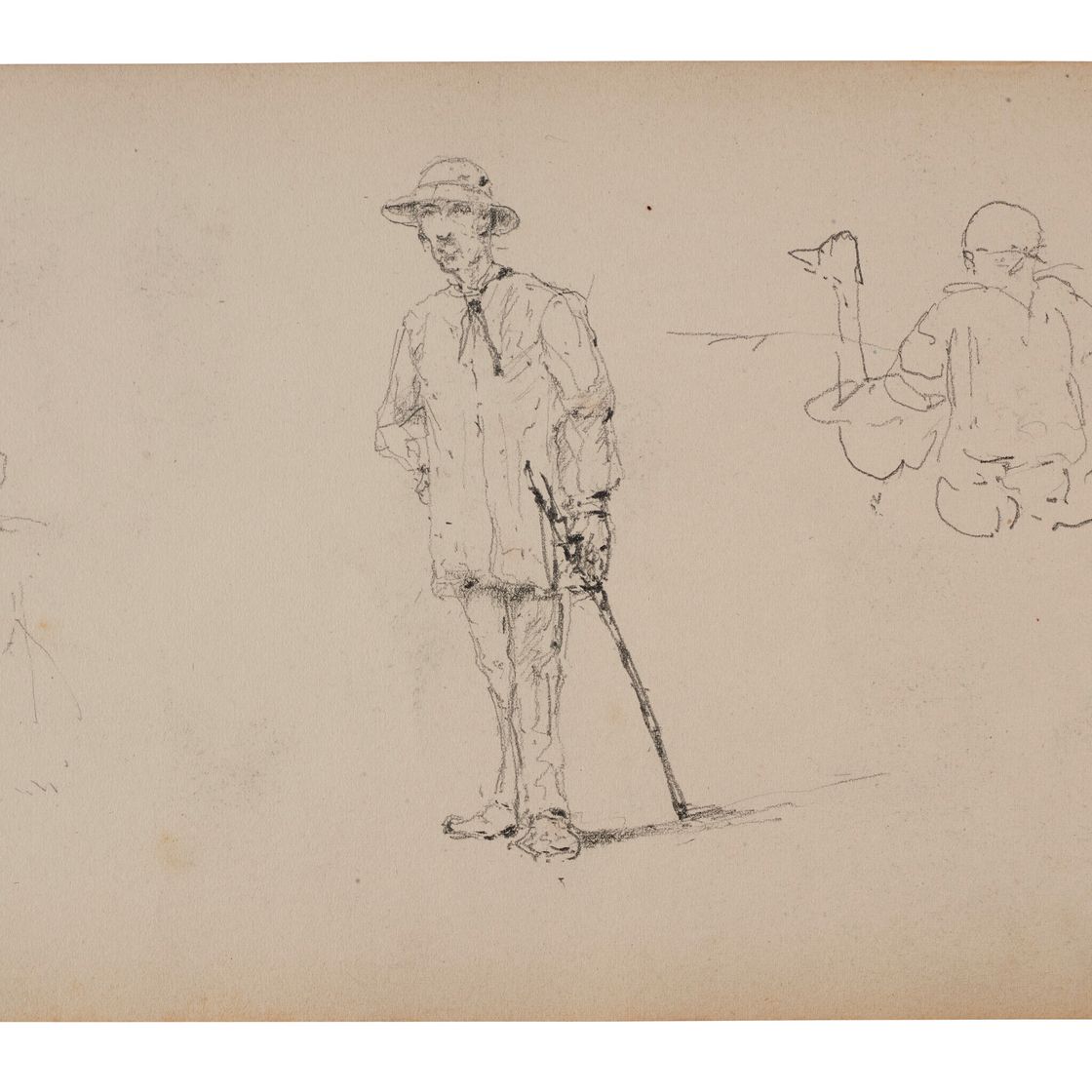 Henri de Toulouse-Lautrec — Мужчина в дебюте и авторские этюды ( справа ); Кавалькада ( сзади ), изображение 2