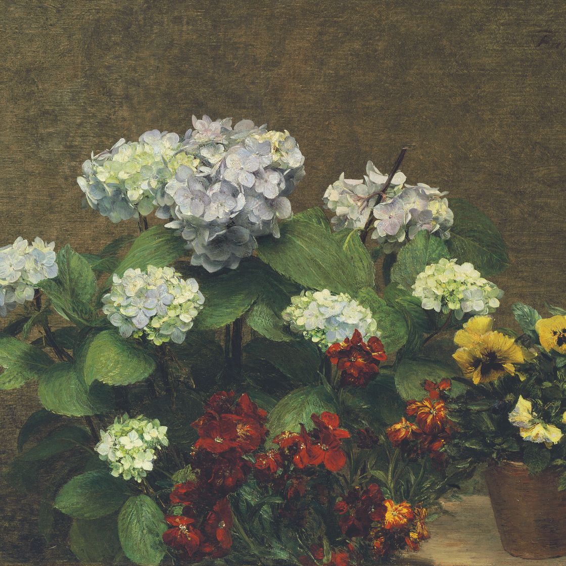 Henri Fantin-Latour — Флеры (гортензии, гирофлеи, два горшка для очков)