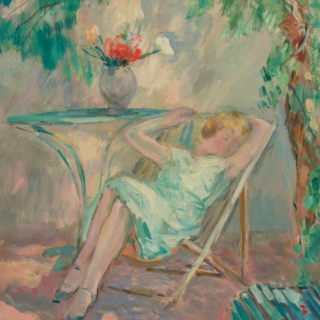 Henri Lebasque — Молодая девушка танцует в саду, изображение 1