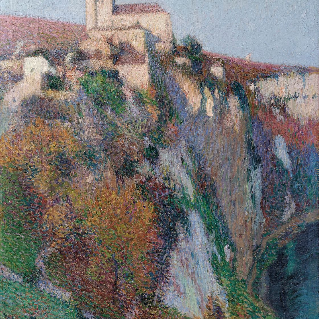 Henri Martin — Церковь Сен-Сирк, Лапопи-перше-сюр-ла-Фалез-де-ла-букле-дю-Лот, голубая ночь, изображение 1