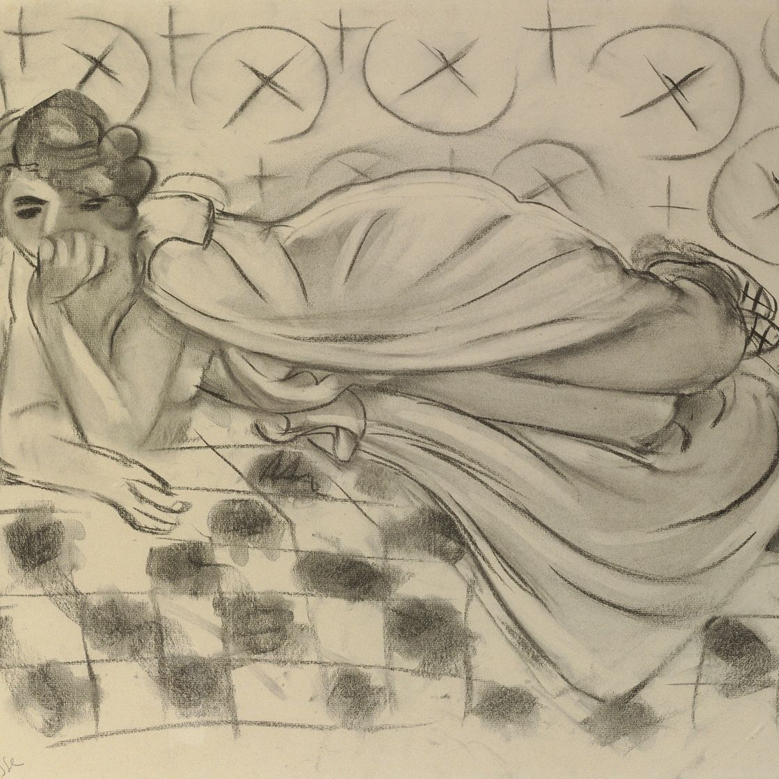 Henri Matisse — Фигурная драпировка на диване в черном карро