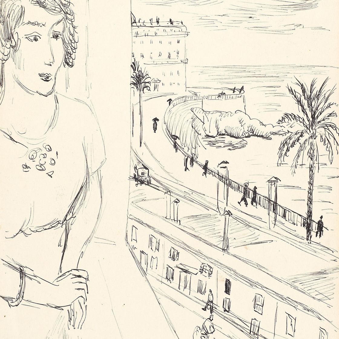 Henri Matisse — Роковая женщина на улице фенетр, Ницца, изображение 1