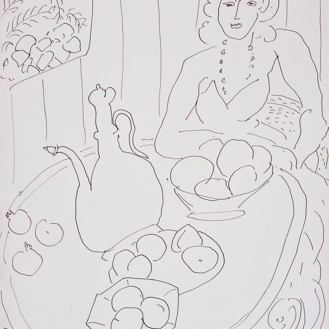 Henri Matisse — Молодая женщина сидит за одним столом, изображение 1