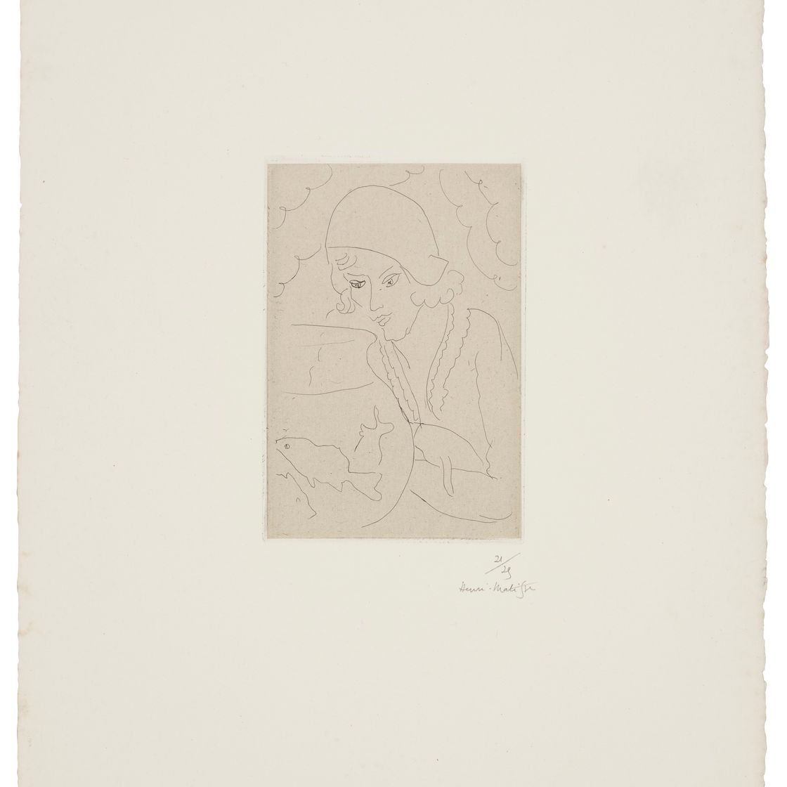 Henri Matisse — Молодая женщина с голландской прической, с уважением к пуассонам