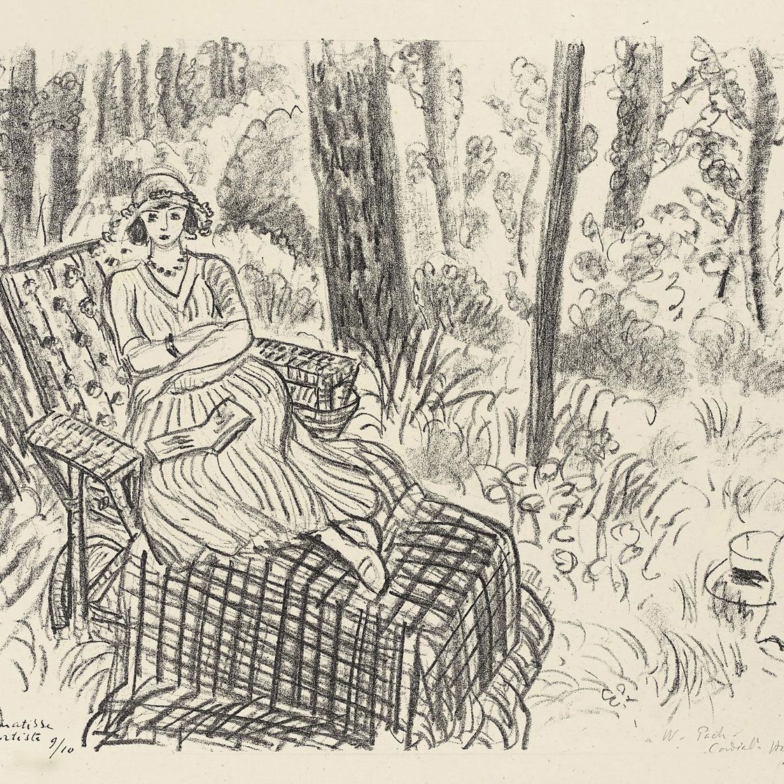 Henri Matisse — Молодая девушка в шезлонге на открытом воздухе (D.-M. 425)