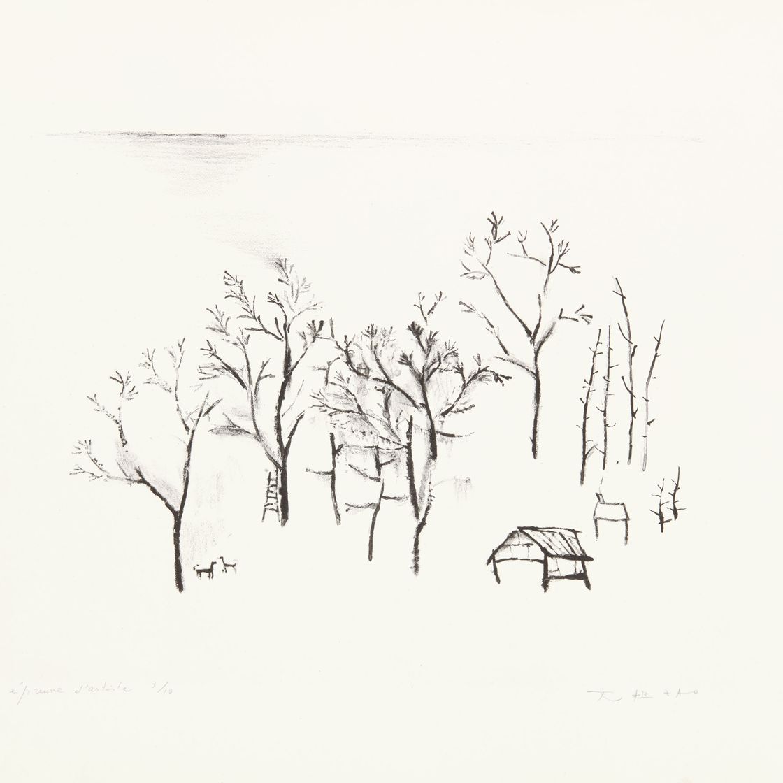 Henri Michaux — Оригинальная акварель на бумаге и две черно-белые литографии, сопровождающие серию лекций Анри Мишо о литографиях ЗАО "Ву-Ки"., изображение 3