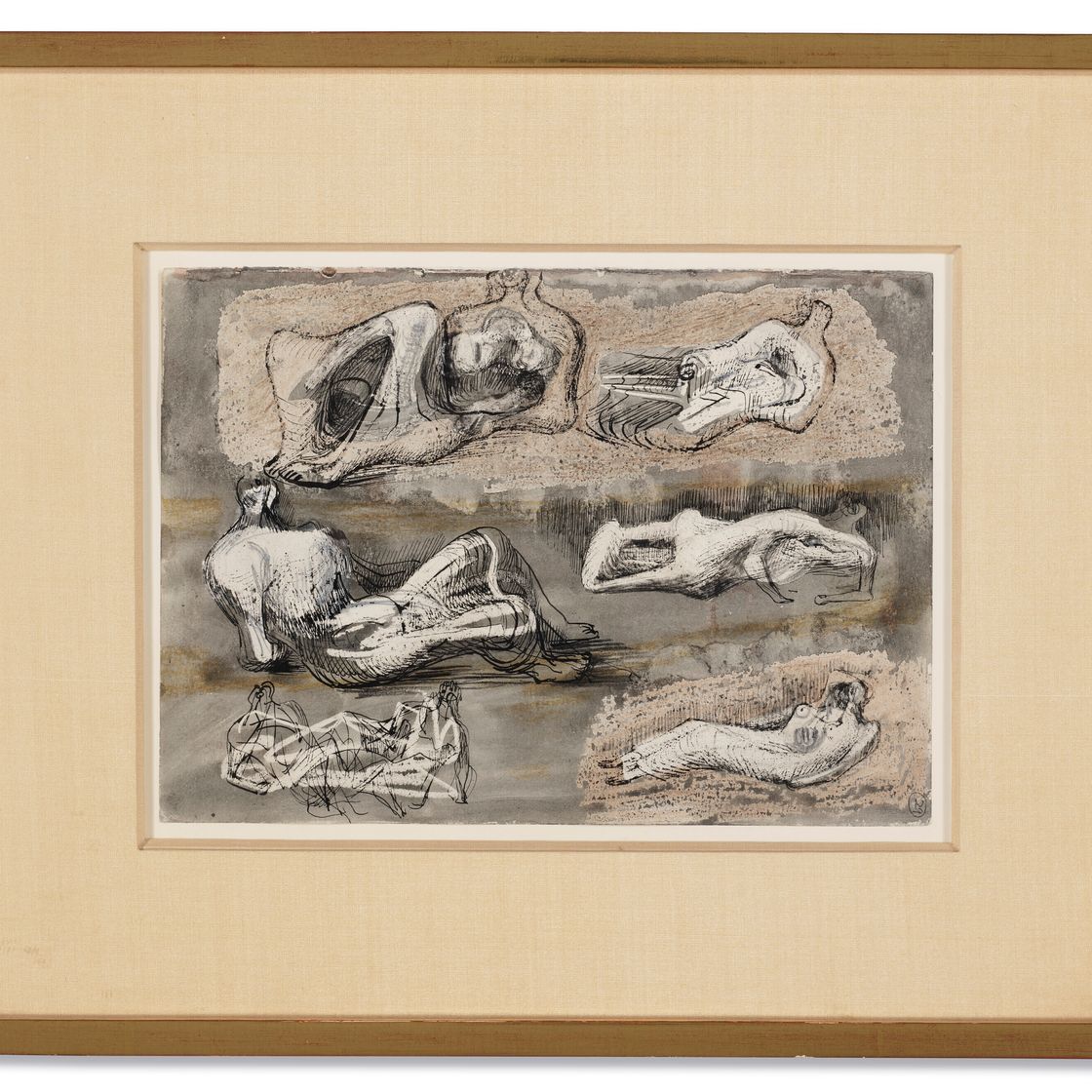Henry Moore — Лежащие фигуры: Идеи для скульптур ( recto ); Лежащие фигуры и сидящая фигура ( verso ), изображение 3