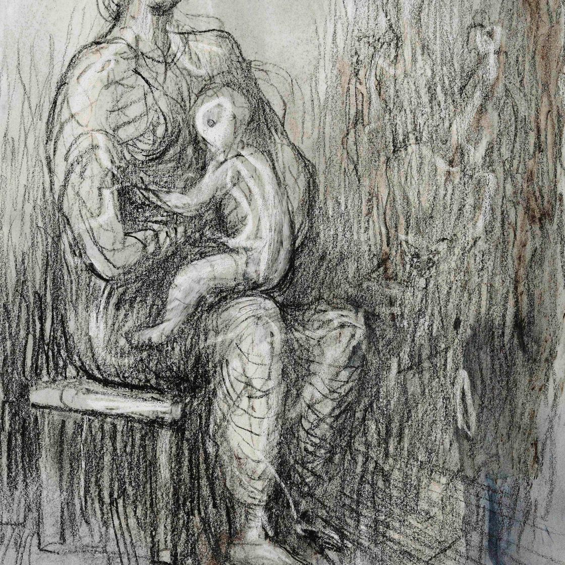 Henry Moore — Мать с ребенком на коленях