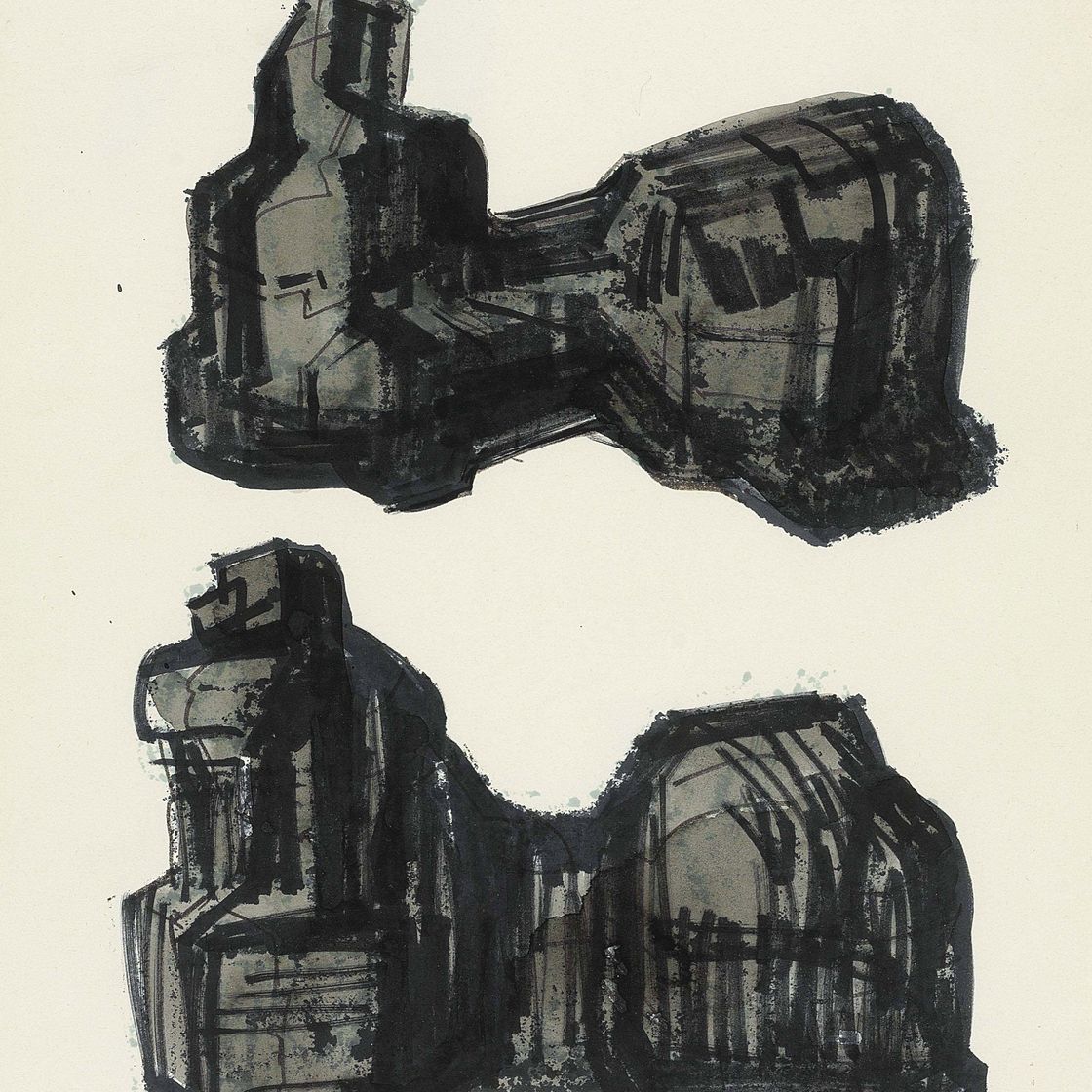 Henry Moore — Две каменные Лежащие фигуры