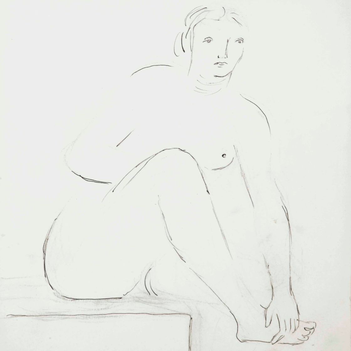 Henry Moore — Сидящая женщина, держащаяся за правую ногу II