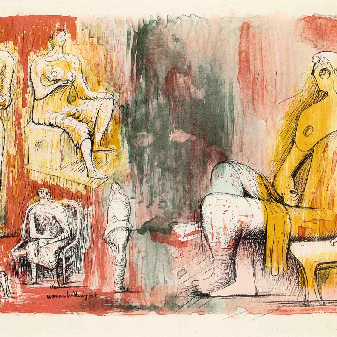 Henry Moore — Женщина с кошкой на руках (Кремер 10)