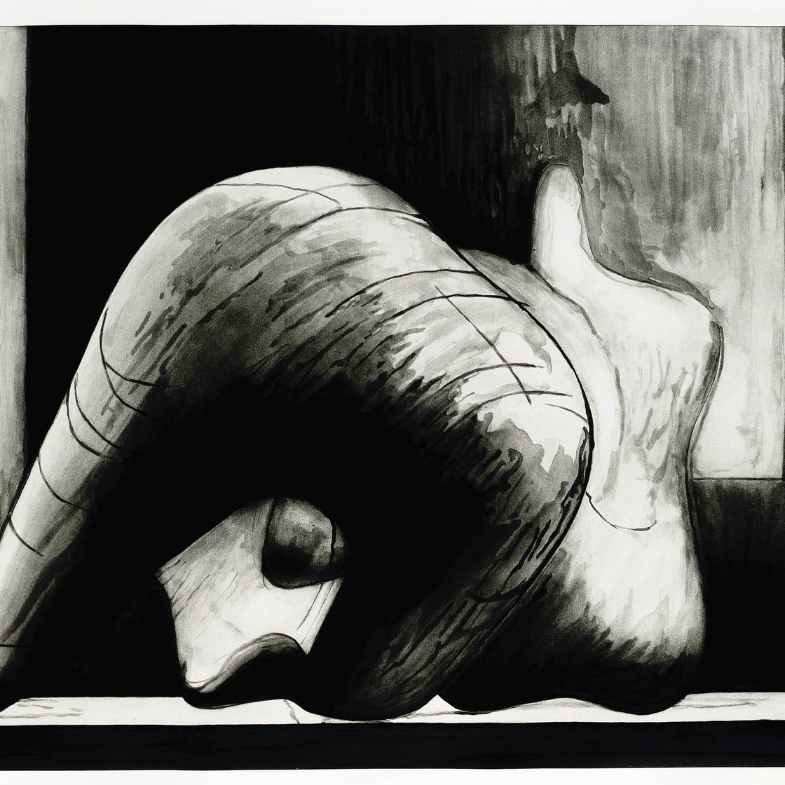 Henry Moore — Каменная лежащая фигура на фоне архитектуры (C. 569)