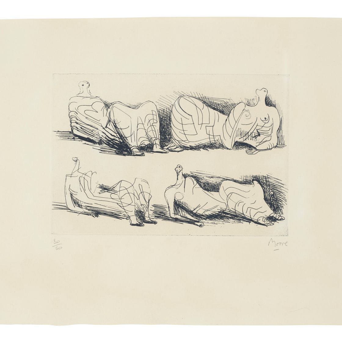 Henry Moore — Четыре задрапированные Фигуры, Лежащие навзничь
