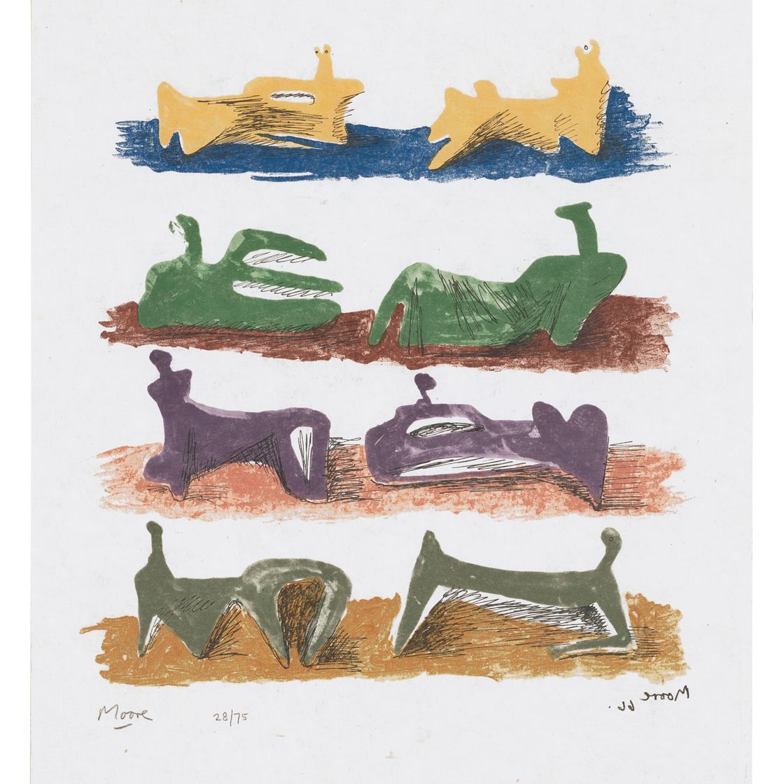 Henry Moore — Восемь лежащих фигур