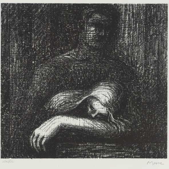 Henry Moore — У.Х. Оден, Стихотворения Одена, литографии Мура, издательство Petersburg Press Ltd., Лондон, 1974 (стр. 243-265)
