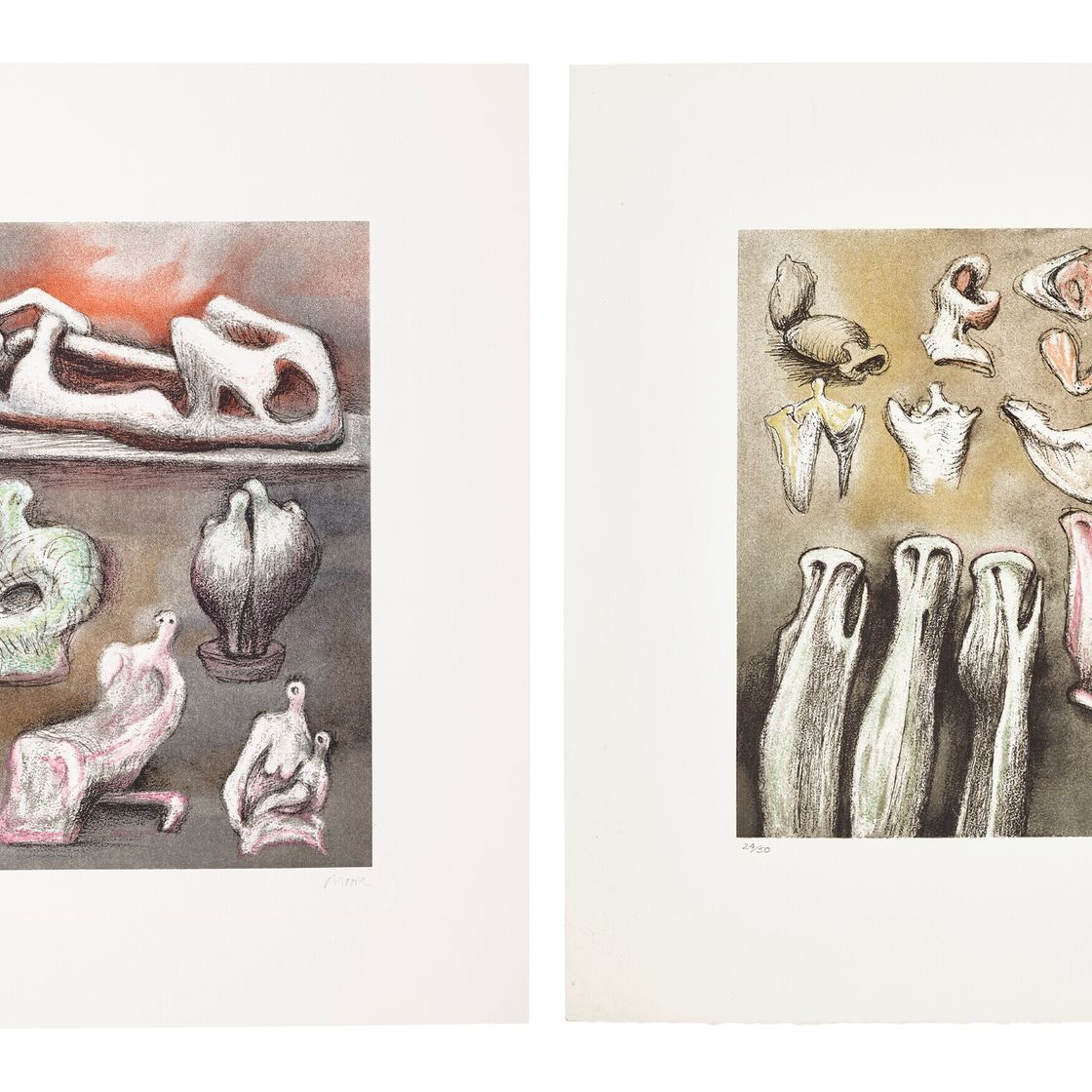Henry Moore — Две гравюры художника, изображение 1
