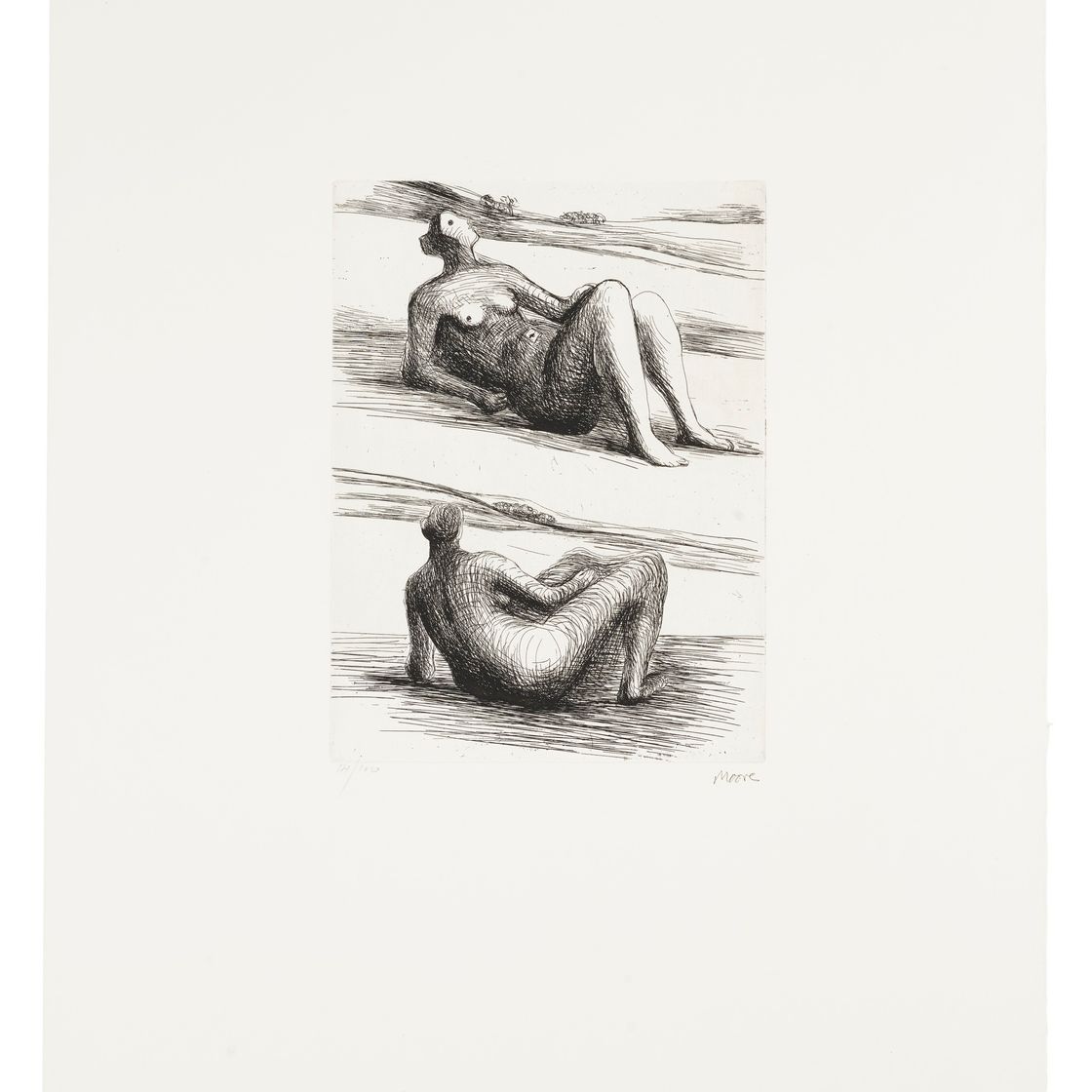 Henry Moore — Две лежащие фигуры, изображение 1