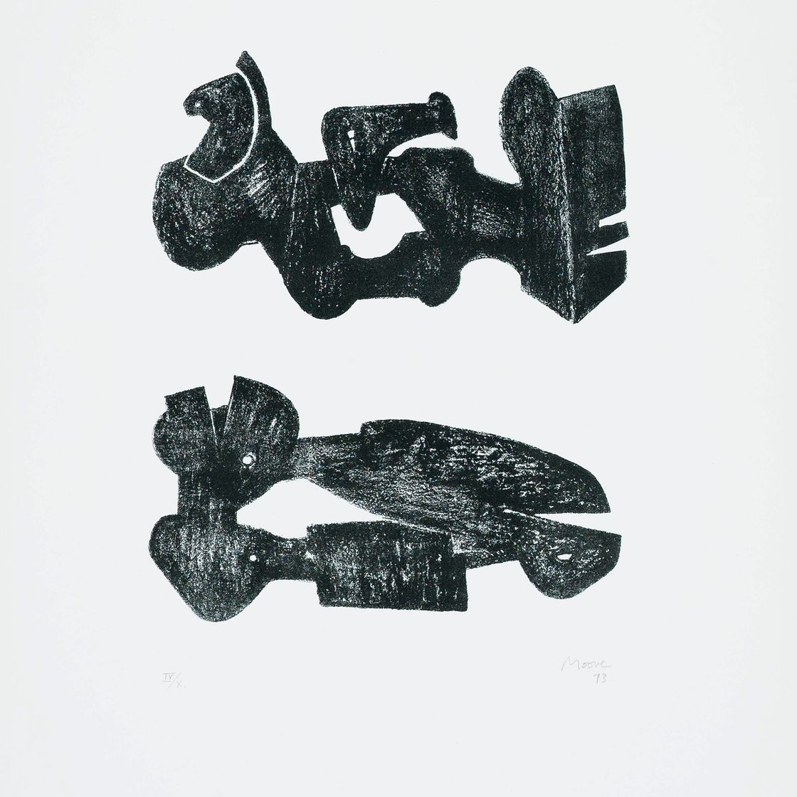 Henry Moore — Две металлические фигурки черной формы (C. 307)