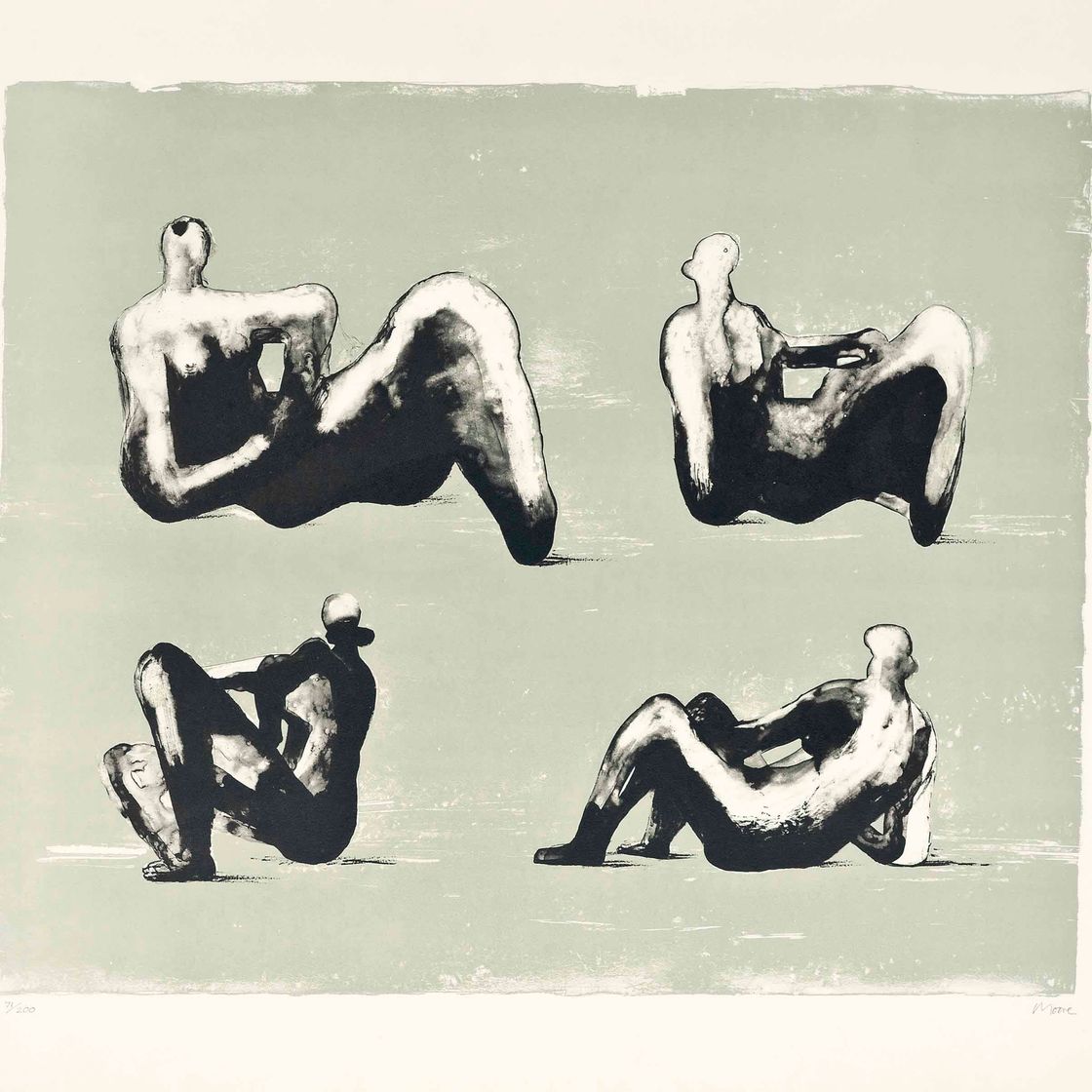 Henry Moore — Четыре лежащие фигуры, работы: Омаджо и Микеланджело