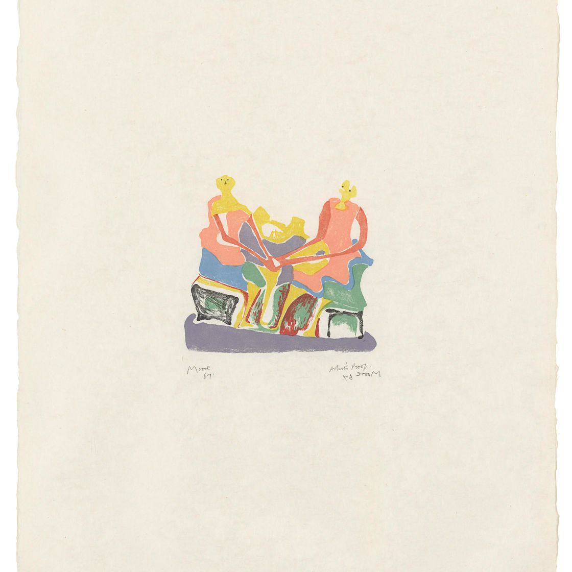 Henry Moore — Две сидящие женщины, из серии альбомов для рисования Shelter, Английское издание A