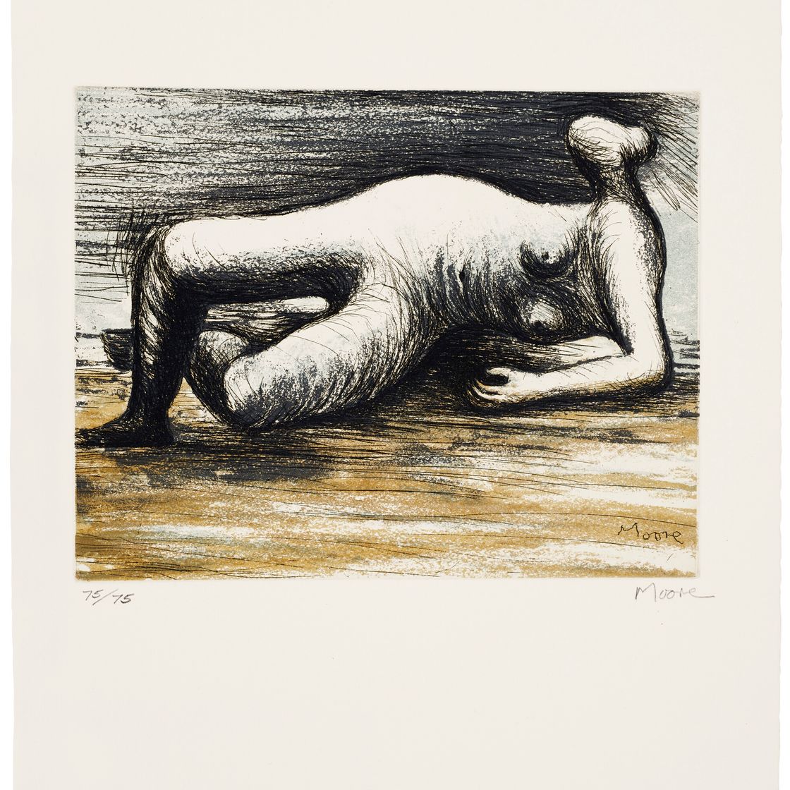 Henry Moore — Лежащая обнаженная, из альбома для зарисовок 1980 года, изображение 1