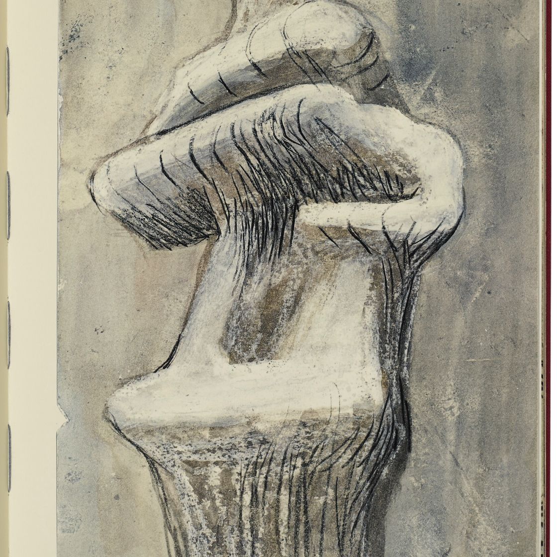Henry Moore — Лежащая обнаженная, из альбома для зарисовок 1980 года, изображение 11