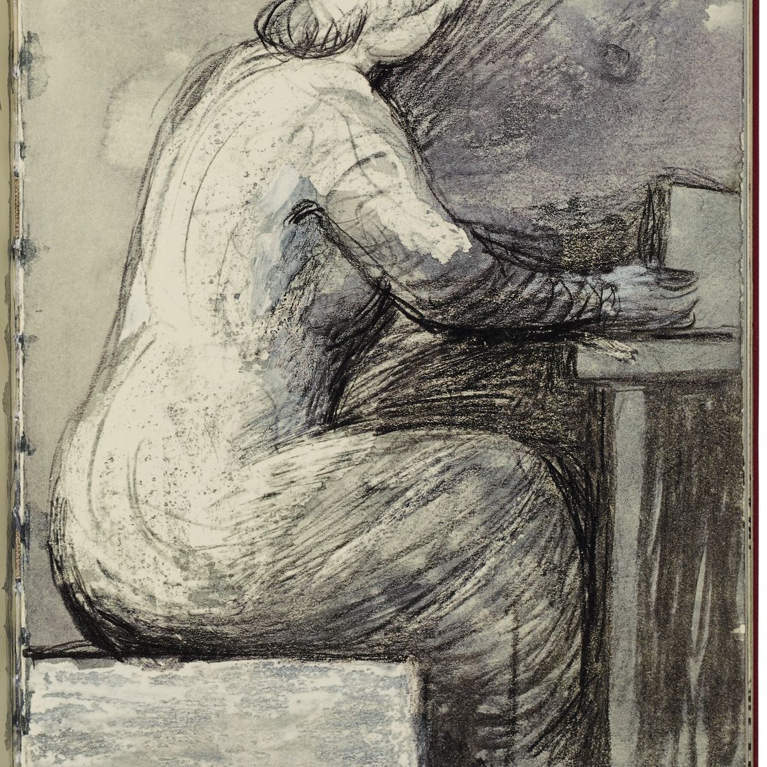 Henry Moore — Лежащая обнаженная, из альбома для зарисовок 1980 года, изображение 3
