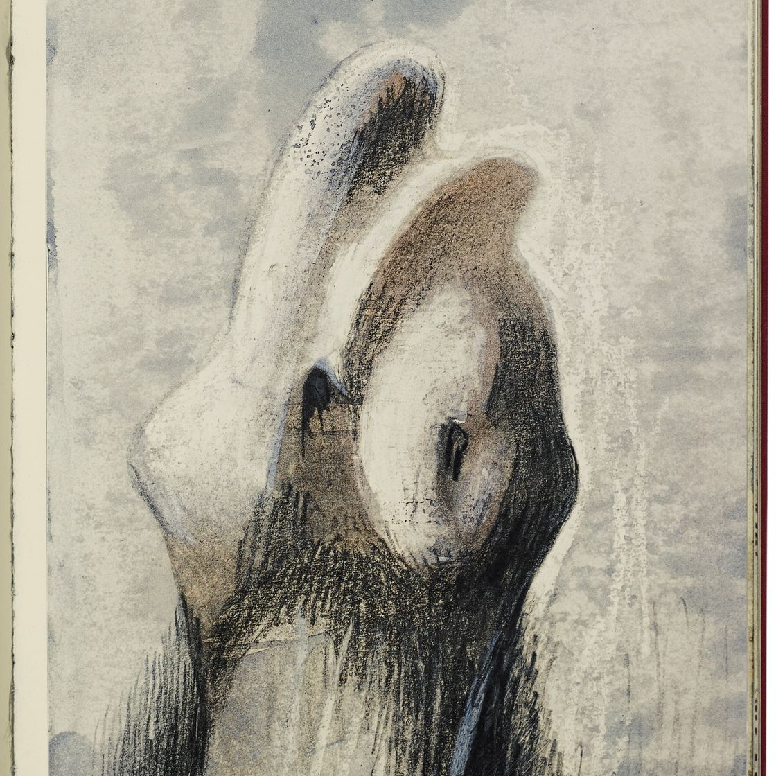 Henry Moore — Лежащая обнаженная, из альбома для зарисовок 1980 года, изображение 7