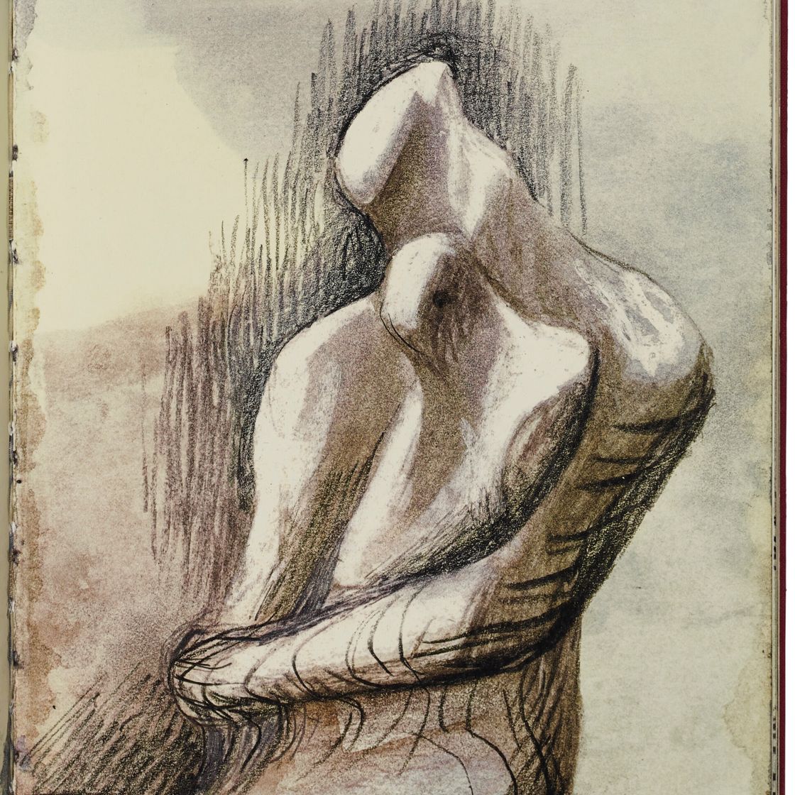 Henry Moore — Лежащая обнаженная, из альбома для зарисовок 1980 года, изображение 8