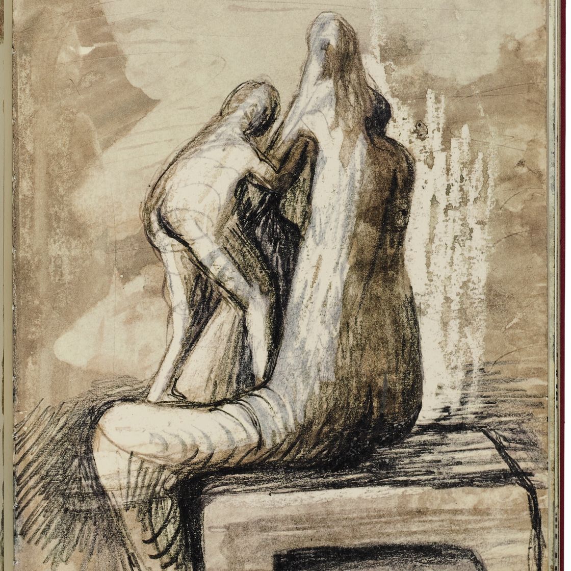 Henry Moore — Лежащая обнаженная, из альбома для зарисовок 1980 года, изображение 9