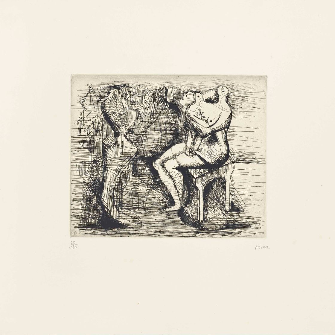 Henry Moore — Сидящие мать и дитя (Крамер 78)