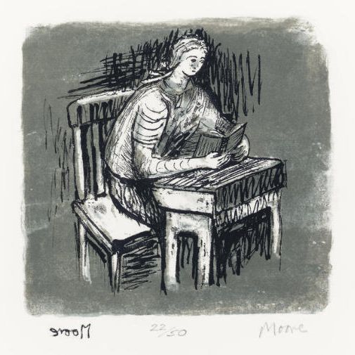 Henry Moore — Девушка, сидящая за партой V; и сидящая фигура (с. 382; и 516)