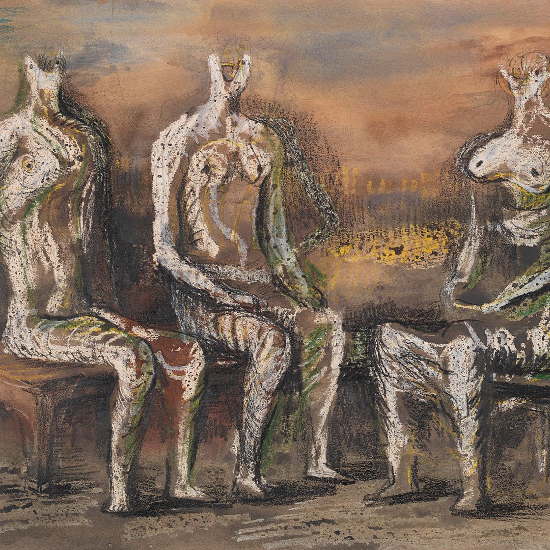 Henry Moore — Три сидящие фигуры