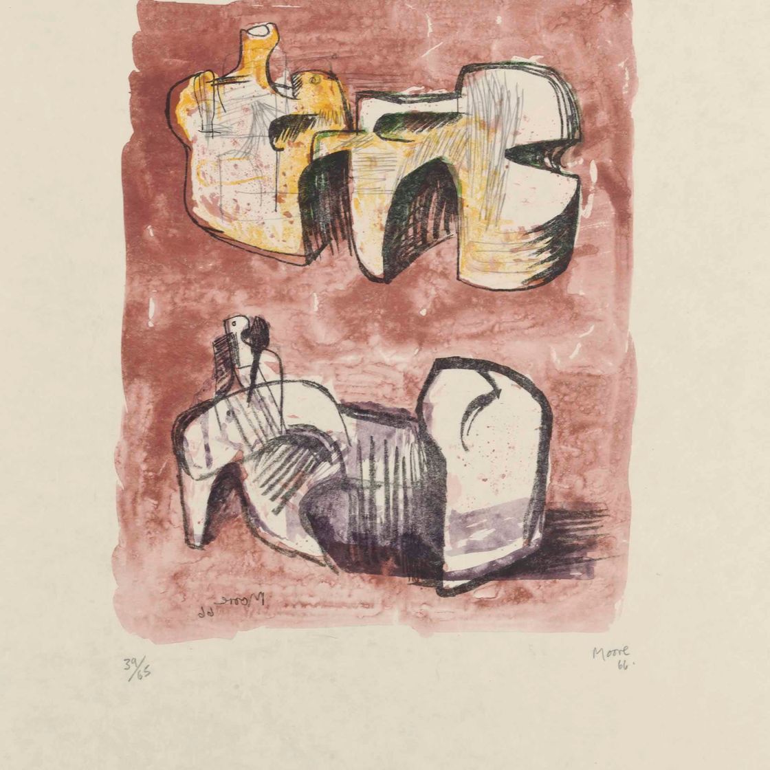 Henry Moore — Две монументальные лежащие фигуры (Крамер, 63)