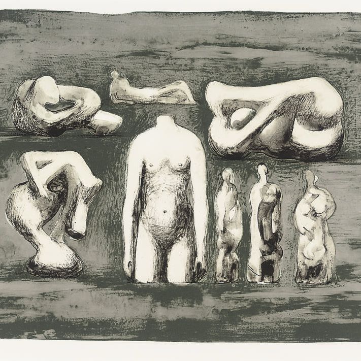 Henry Moore — Женский торс и скульптурные идеи I (Cramer 534)
